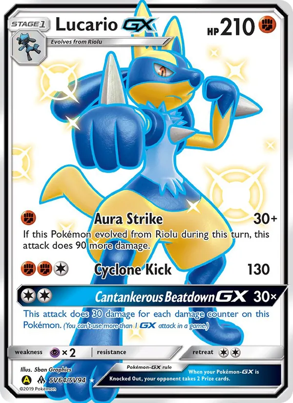 Lucario-GX (Verborgenes Schicksal Glitzer-Tresor SV64)